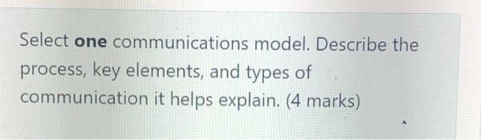 Select one communications model. Describe the