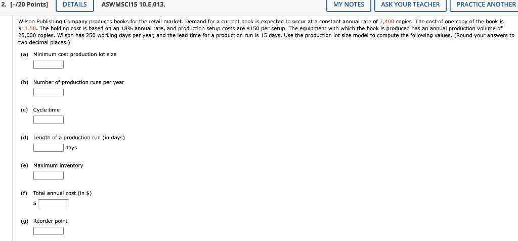 2. [-/20 Points] DETAILS ASWMSC115 10.E.013. MY