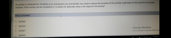 An activity is scheduled for 18 weeks at an