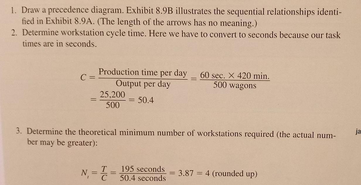 Question: Example 8.2 - Assembly-Line Balancing,