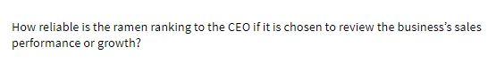 How reliable is the ramen ranking to the CEO if