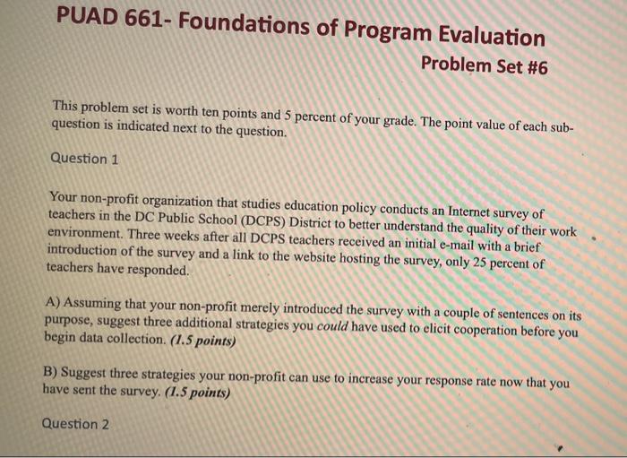 PUAD 661- Foundations of Program Evaluation