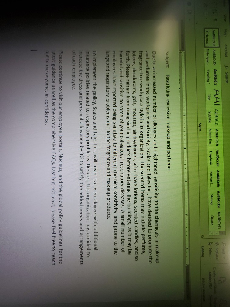 need to write this memo in third person. Help