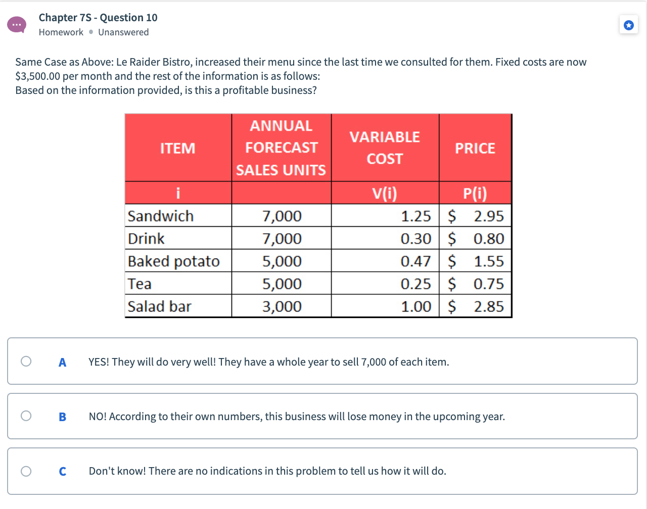 Chapter 75 - Question 10 Homework. Unanswered