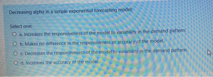 Decreasing alpha in a simple exponential