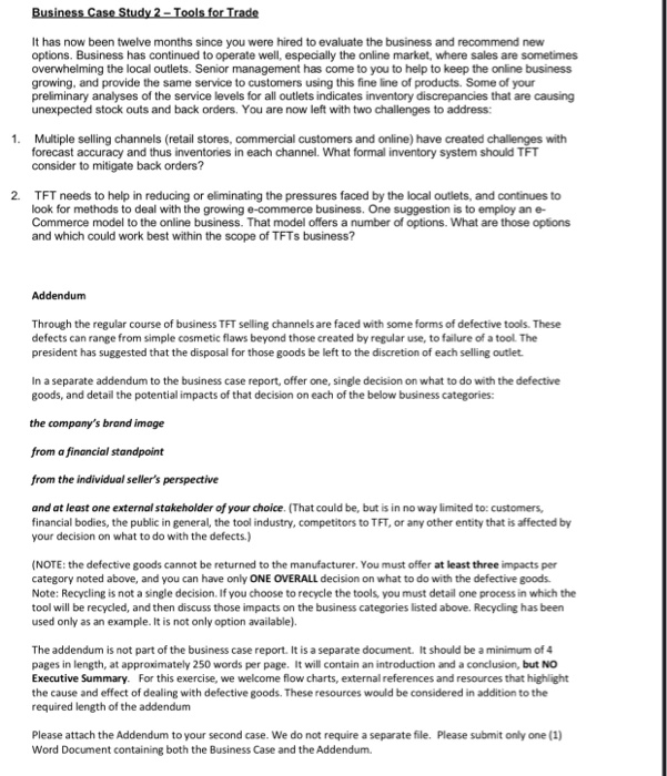 Business Case Study 2 - Tools for Trade It has