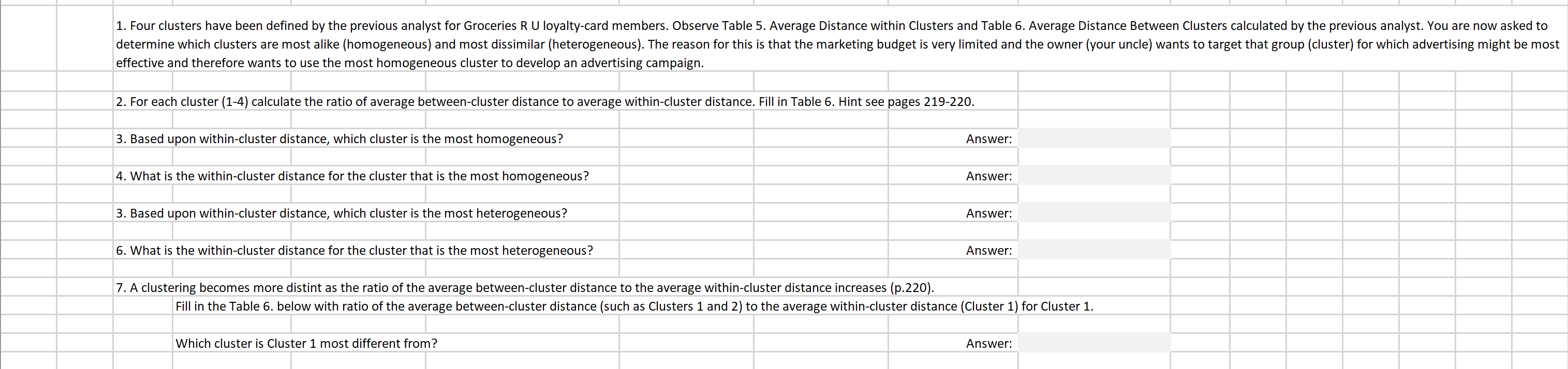 1. Four clusters have been defined by the