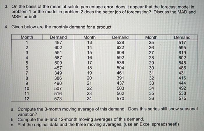 1. Here is a series of weekly demand data,