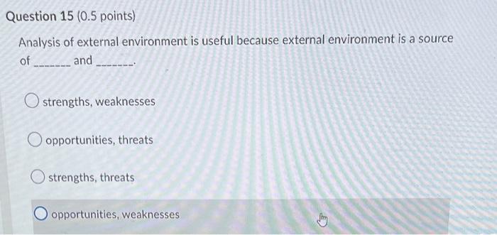 Analysis of external environment is useful