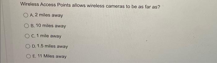 Wireless Access Points allows wireless cameras to