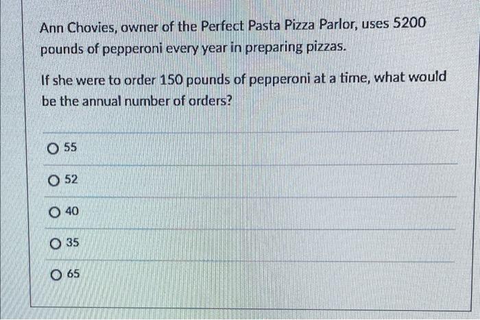 Ann Chovies, owner of the Perfect Pasta Pizza