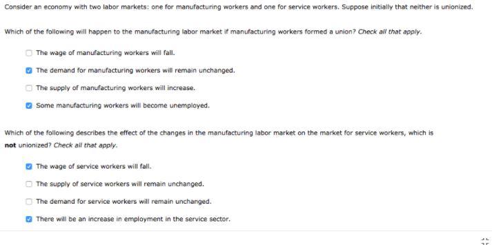 Consider an economy with two labor markets: one