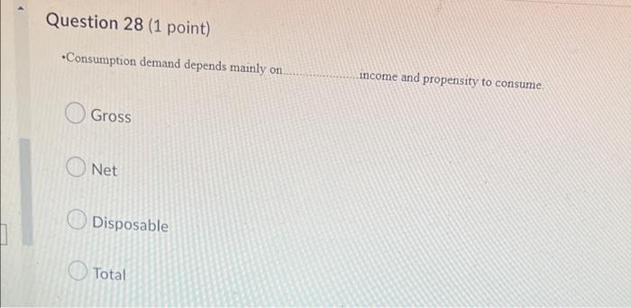 Question 27 (1 point) ..refers to the total