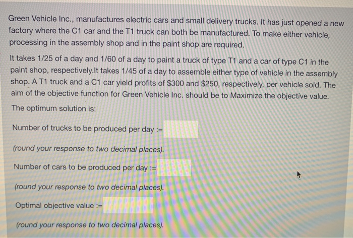 Green Vehicle Inc., manufactures electric cars