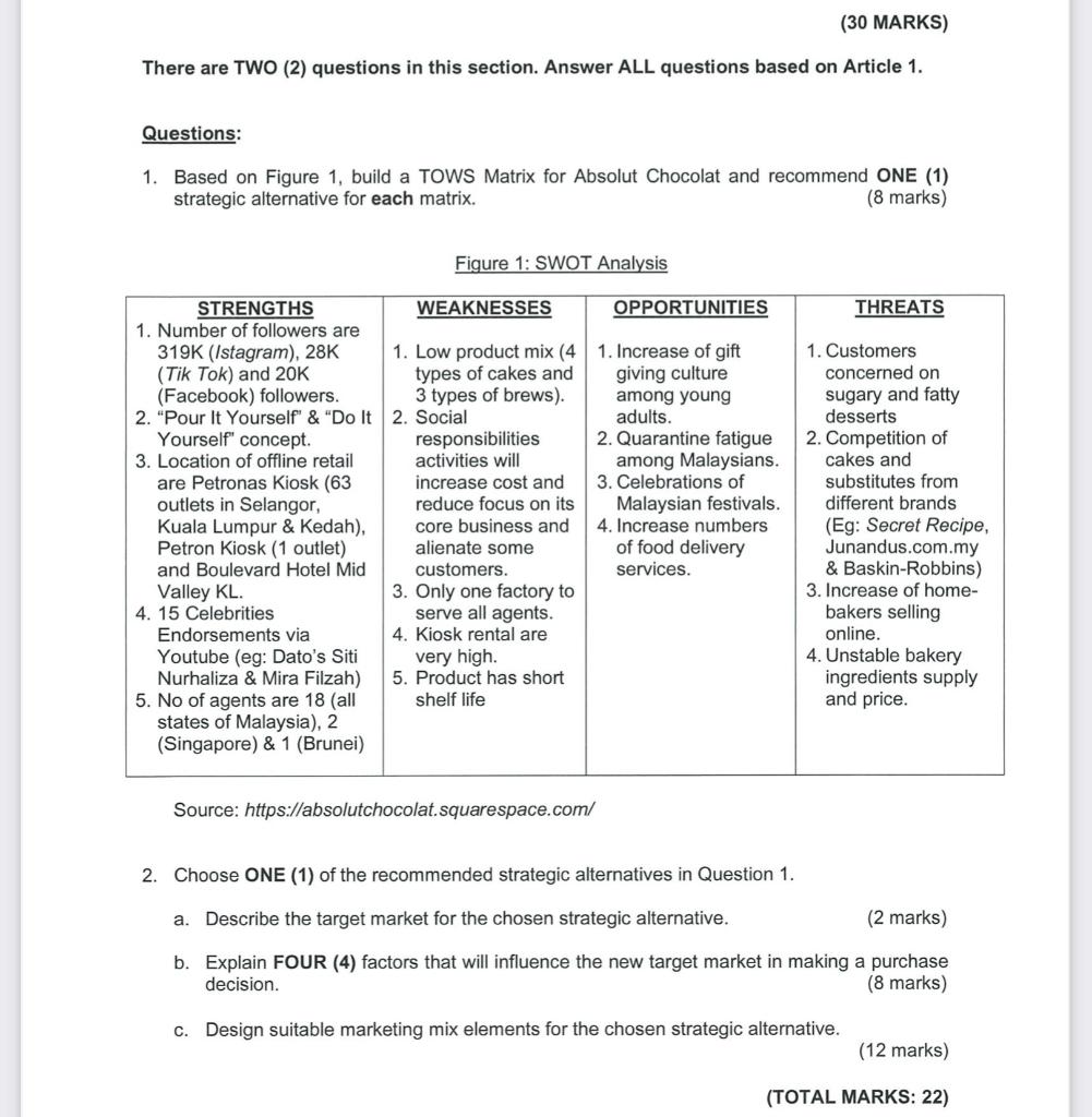 Please answer question 2 (c ) and the article is