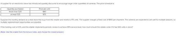 Inventory management - Multiple replenishment