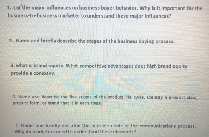 with example in each one 1. List the major