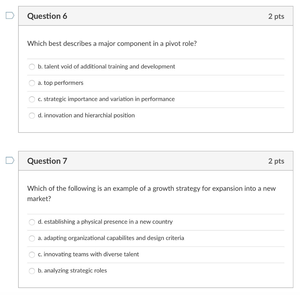 Question 6 2 pts Which best describes a major