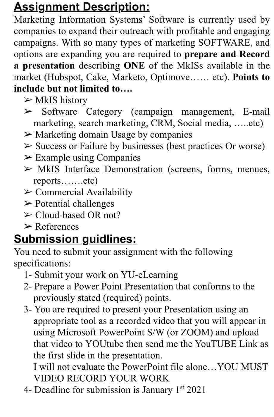 please fast Assignment Description: Marketing