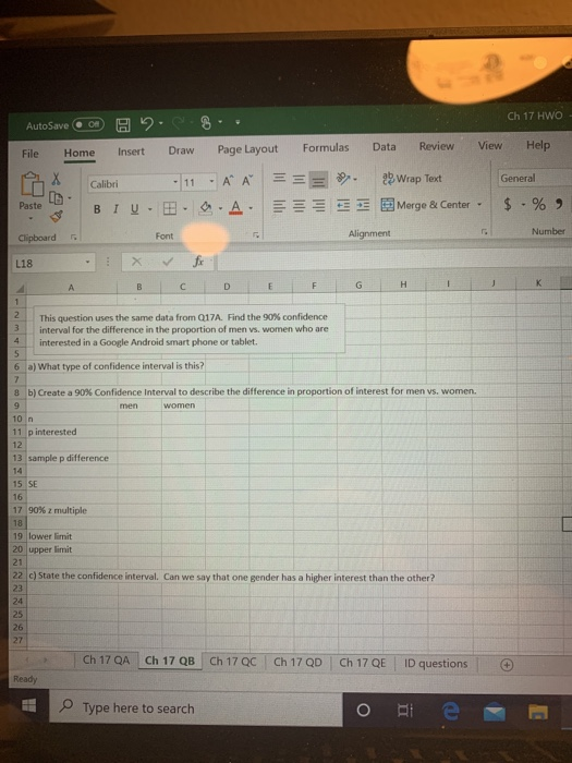 please show with excel formulas 8 Ch 17 HWO S