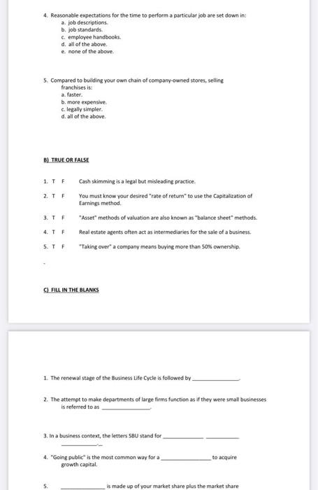 4 Reasonable expectations for the time to perform