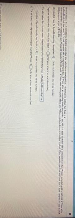 please help me . Howard Weiss, Inc. is