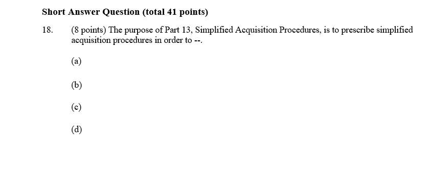 Short Answer Question (total 41 points) 18. (8