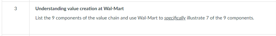 3 Understanding value creation at Wal-Mart List