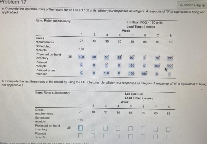 2 Problem 17 Question Help a. Complete the last