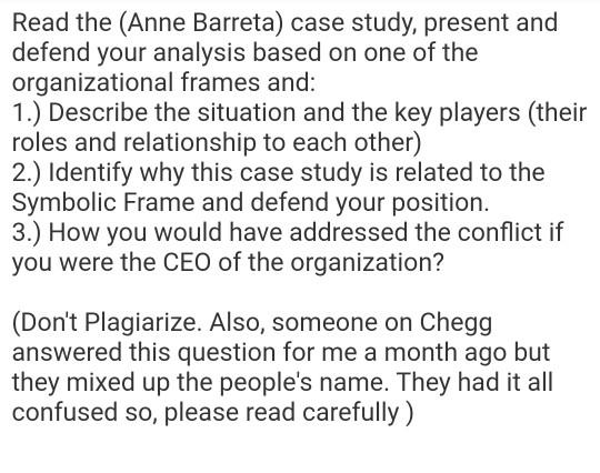 case study: Read the (Anne Barreta) case study,
