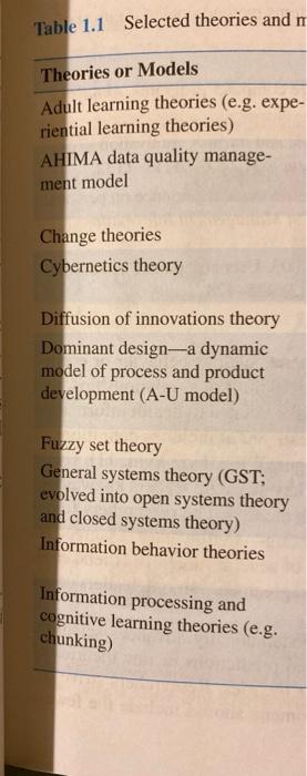 Select a specific theory or model from the