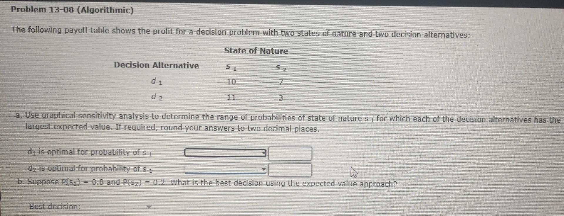 19. choices a. = choices b. d1 and d2 Problem