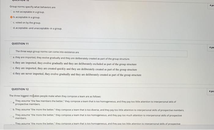 4 pc Group norms specify what behaviors are a.
