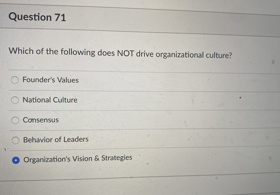 Question 71 Which of the following does NOT drive