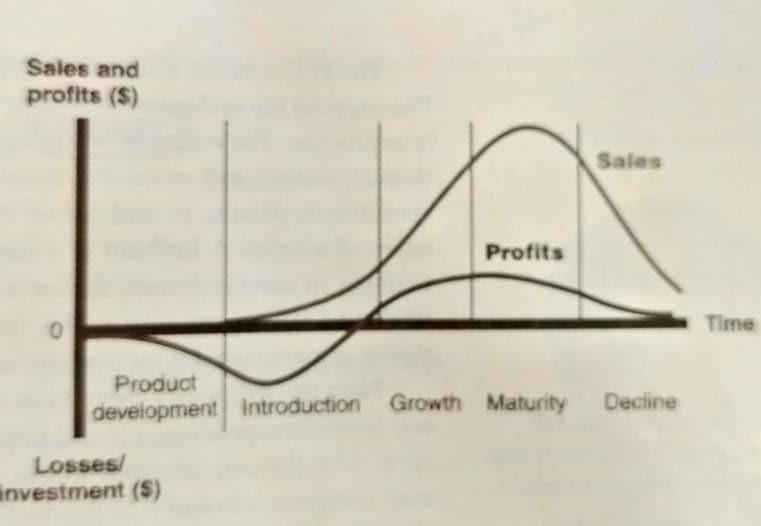 Explain the Product Life Cycle graph below. What