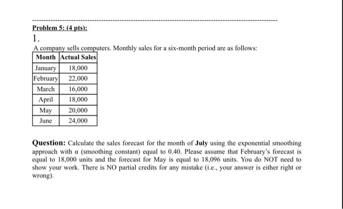 Problem 5: (4 pts): 1. A company sells computers.