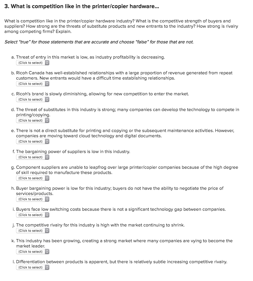 3. What is competition like in the printer/copier