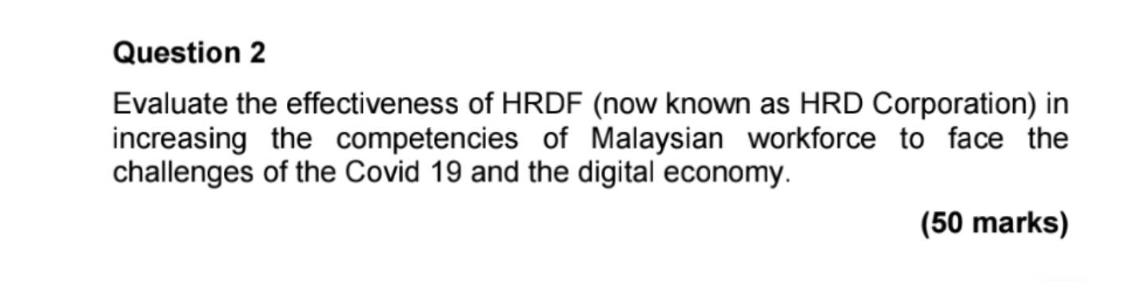 Question 2 Evaluate the effectiveness of HRDF