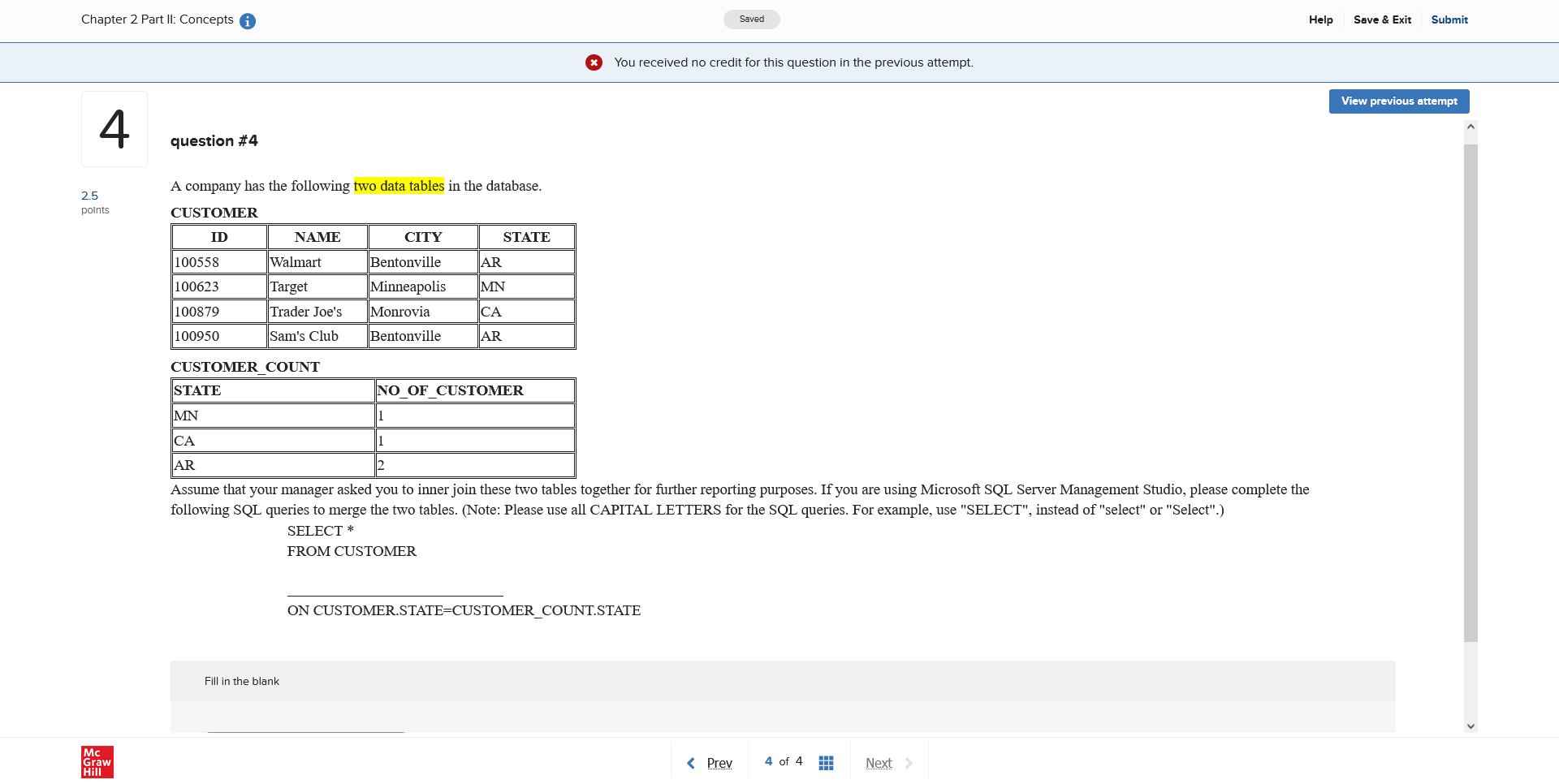 A company has the following two data tables in