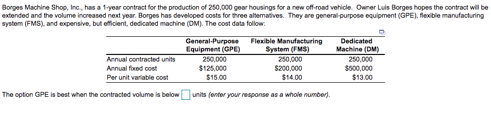 Borges Machine Shop, Inc., has a 1-year contract