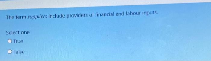 The term suppliers include providers of financial