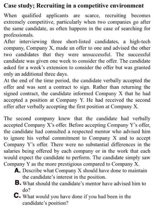 Recruitment and Selection Case study; Recruiting