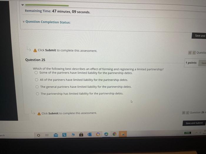 estion Completion Status: Save and A Click Submit