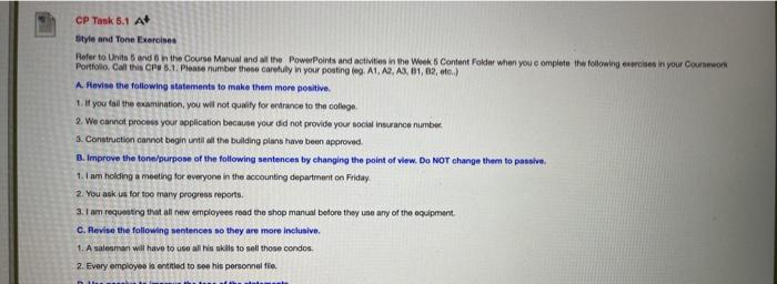 Coursework Portfolio Tasks CP Task 5.1 A+ Style