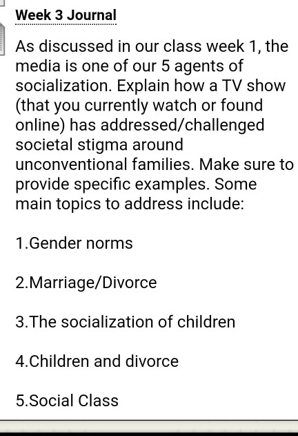 Week 3 Journal As discussed in our class week 1,