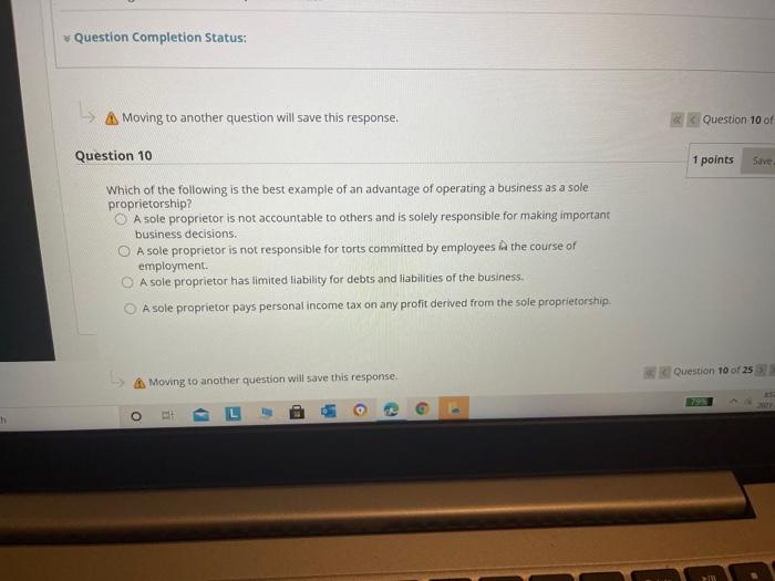 estion Completion Status: Save and A Click Submit