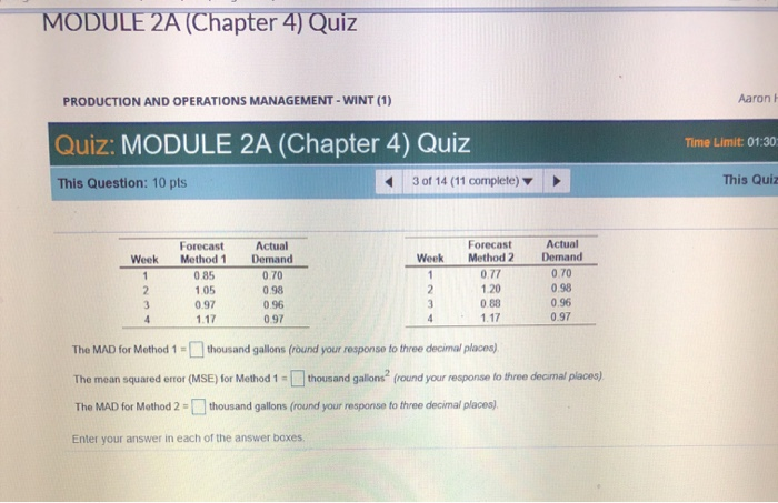 MODULE 2A (Chapter 4) Quiz Aaron H PRODUCTION AND
