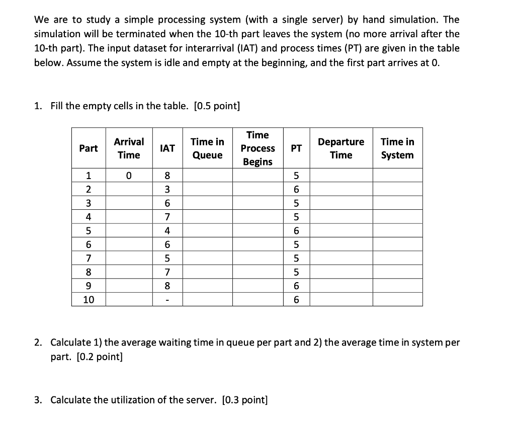 We are to study a simple processing system (with