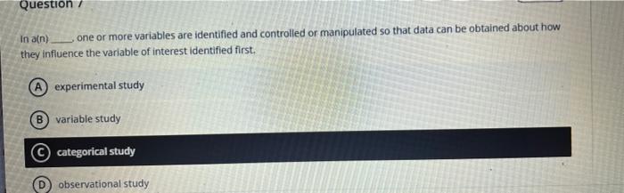 Question / In ain) one or more variables are