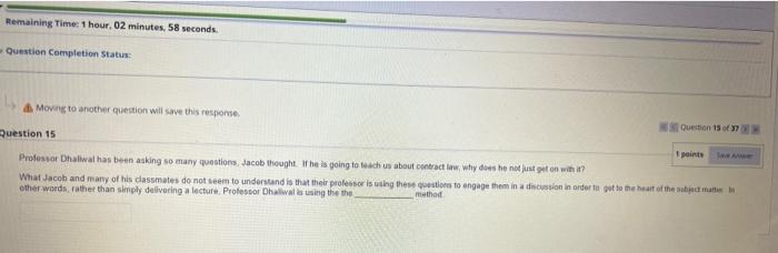 Remaining Time: 1 hour, 02 minutes, 58 seconds.